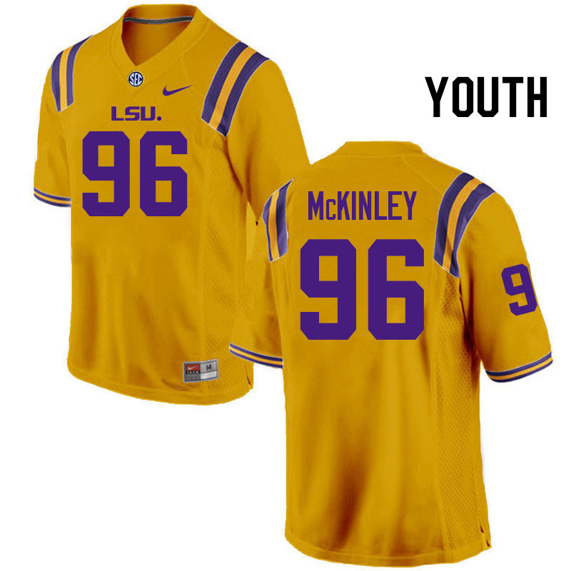 Youth #96 Dominick McKinley LSU Tigers College Football Jerseys Stitched-Gold